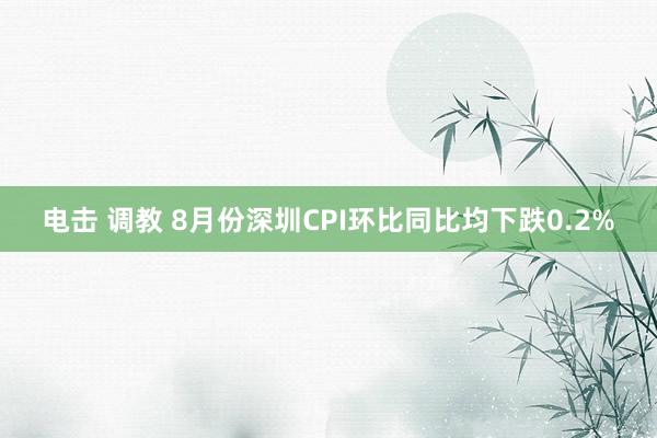 电击 调教 8月份深圳CPI环比同比均下跌0.2%