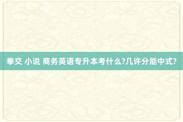 拳交 小说 商务英语专升本考什么?几许分能中式?