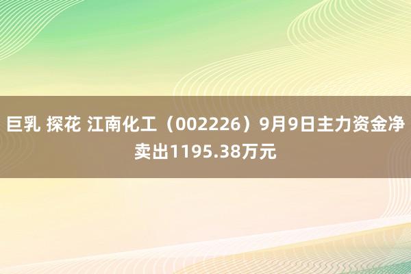 巨乳 探花 江南化工（002226）9月9日主力资金净卖出1195.38万元