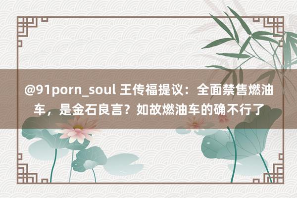 @91porn_soul 王传福提议：全面禁售燃油车，是金石良言？如故燃油车的确不行了