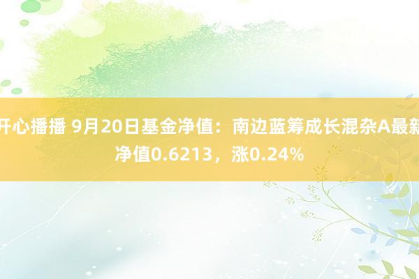 开心播播 9月20日基金净值：南边蓝筹成长混杂A最新净值0.6213，涨0.24%