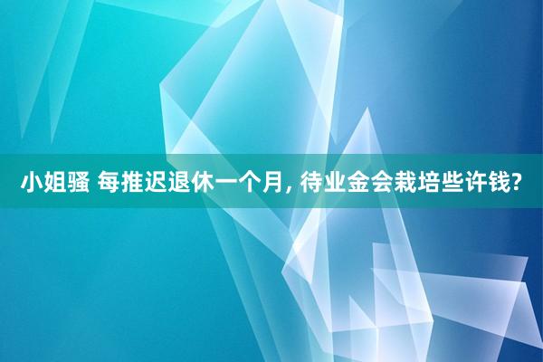 小姐骚 每推迟退休一个月， 待业金会栽培些许钱?