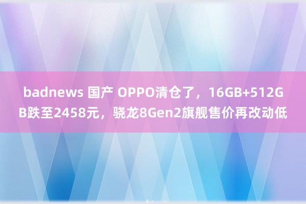 badnews 国产 OPPO清仓了，16GB+512GB跌至2458元，骁龙8Gen2旗舰售价再改动低