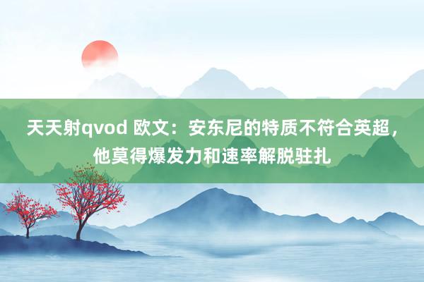 天天射qvod 欧文：安东尼的特质不符合英超，他莫得爆发力和速率解脱驻扎