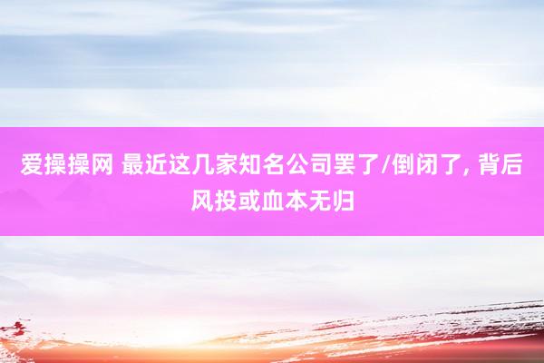 爱操操网 最近这几家知名公司罢了/倒闭了， 背后风投或血本无归