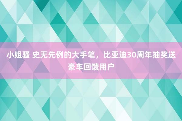 小姐骚 史无先例的大手笔，比亚迪30周年抽奖送豪车回馈用户