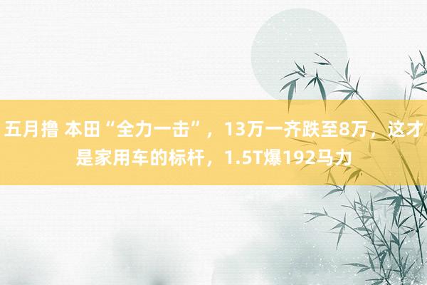 五月撸 本田“全力一击”，13万一齐跌至8万，这才是家用车的标杆，1.5T爆192马力