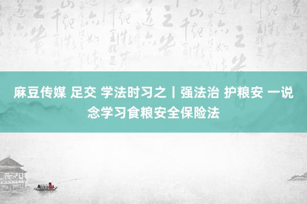 麻豆传媒 足交 学法时习之丨强法治 护粮安 一说念学习食粮安全保险法