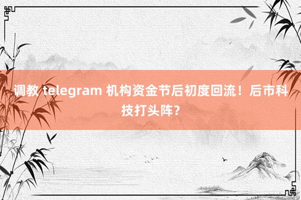 调教 telegram 机构资金节后初度回流！后市科技打头阵？