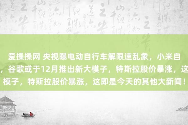 爱操操网 央视曝电动自行车解限速乱象，小米自研内核将适配更多机型，谷歌或于12月推出新大模子，特斯拉股价暴涨，这即是今天的其他大新闻！