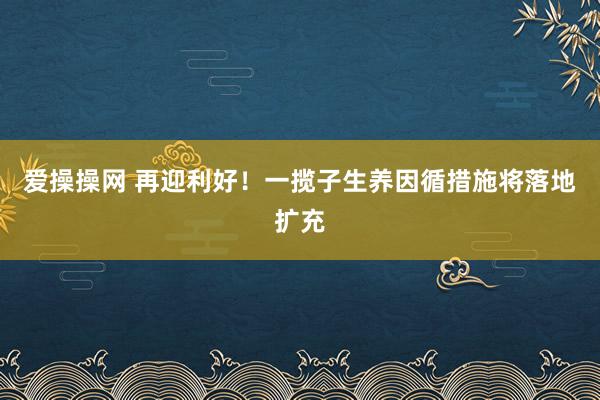 爱操操网 再迎利好！一揽子生养因循措施将落地扩充