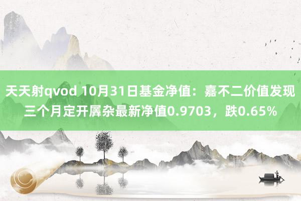 天天射qvod 10月31日基金净值：嘉不二价值发现三个月定开羼杂最新净值0.9703，跌0.65%