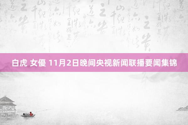 白虎 女優 11月2日晚间央视新闻联播要闻集锦