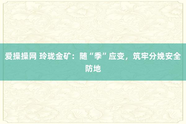 爱操操网 玲珑金矿：随“季”应变，筑牢分娩安全防地