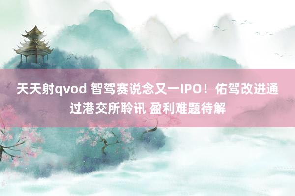 天天射qvod 智驾赛说念又一IPO！佑驾改进通过港交所聆讯 盈利难题待解