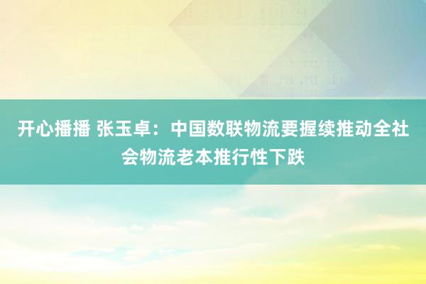 开心播播 张玉卓：中国数联物流要握续推动全社会物流老本推行性下跌