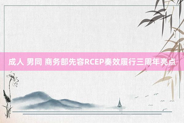 成人 男同 商务部先容RCEP奏效履行三周年亮点