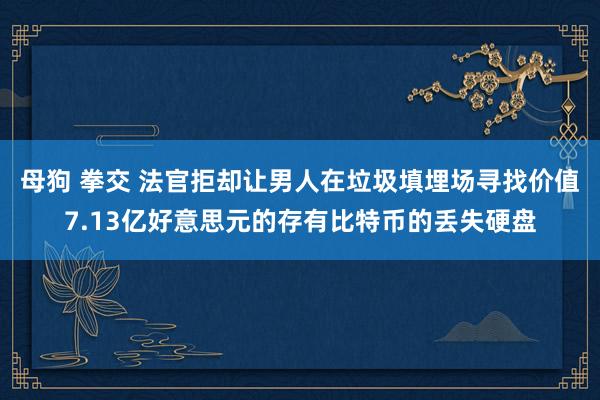 母狗 拳交 法官拒却让男人在垃圾填埋场寻找价值7.13亿好意思元的存有比特币的丢失硬盘