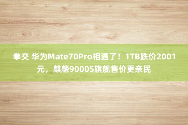 拳交 华为Mate70Pro相遇了！1TB跌价2001元，麒麟9000S旗舰售价更亲民