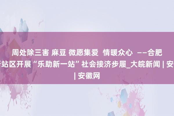 周处除三害 麻豆 微愿集爱  情暖众心  ——合肥市新站区开展“乐助新一站”社会接济步履_大皖新闻 | 安徽网