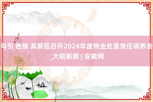 勾引 色情 高新区召开2024年度物业处置责任调养会_大皖新闻 | 安徽网